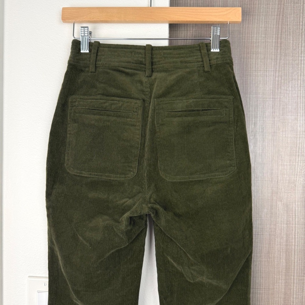 Apiece Apart Slim Marson Corduroy Pants Olive Green Ankle Cropped Granola Size 0 - Picture 9 of 12